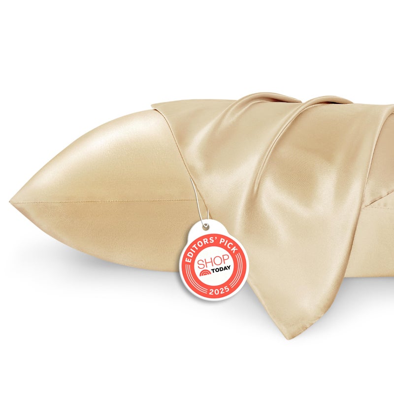 Bedsure Satin Pillowcase for Hair and Skin Queen - Champagne Gold Silky Pillowcase 2 Pack with Envelope Closure, Similar to Silk Pillow Cases, Gifts for Women Men, 20x30 Inches, 2pcs - Image 1